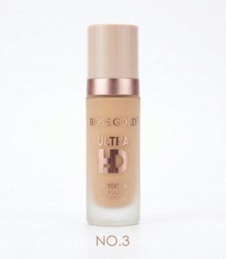 Rose Gold Ultra HD Full Coverage Foundation – No.3 Light Beige | Matte Luminous Long Wear HD Finish - كريم أساس روز جولد