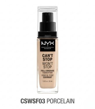 NYX Can't Stop Won't Stop Full Coverage Foundation – CSWSF03 Porcelain | Full Coverage Matte Long Wear Waterproof Finish