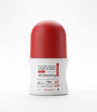 StarVille Whitening Roll-On Antiperspirant (Red Berry) with Vitamin C & Alpha Arbutin - ستارفيل رول أون لتفتيح منطقة تحت الإبط ومضاد للتعرق برائحة التوت الأحمر