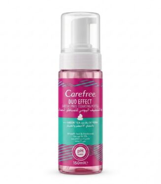 Carefree Duo Effect Daily Intimate Cleansing Mousse with Green Tea & Aloe Vera - كيرفري رغوة (موس) التنظيف اليومي للمناطق الحميمة بالشاي الأخضر والصبار