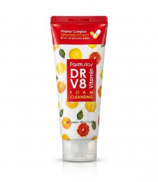 Farm Stay DR-V8 Vitamin Foam Cleansing 100ml - فارم ستاي غسول رغوي مفتح ومنظف للوجه بمركب الفيتامينات 100 مل