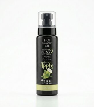 PDS Hot Massage Oil Kissable Green Apple Flavor 120ml - بي دي إس زيت مساج حراري قابل للتذوق بنكهة التفاح الأخضر 120 مل