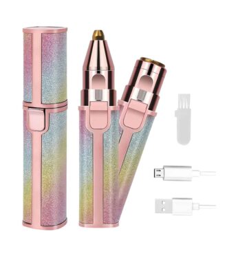 2 in 1 USB Rechargeable Eyebrow Trimmer & Facial Hair Remover for Ladies - جهاز حلاقة وتشذيب الحواجب وشعر الوجه للسيدات 2 في 1 قابلة للشحن